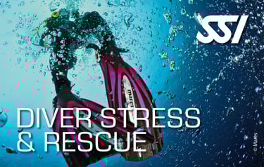 Rescue diver practising a surface rescue scenario with an unresponsive diver in a training pool